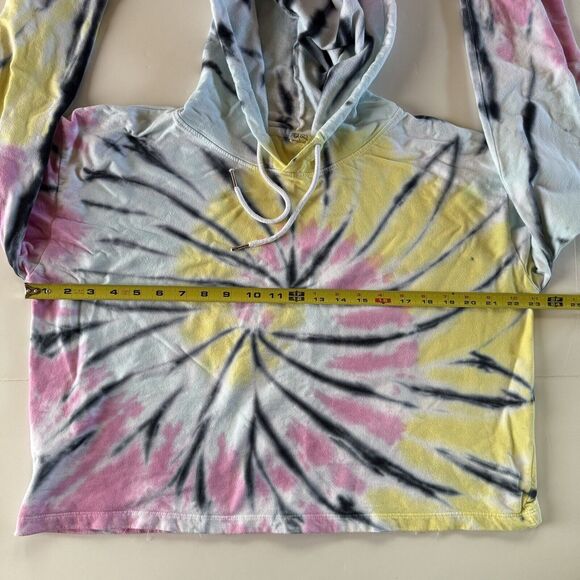Sunset Glow Tie Dye Crop Hoodie Sweatshirt Size L Twisted Lemon - Picture 6 of 10